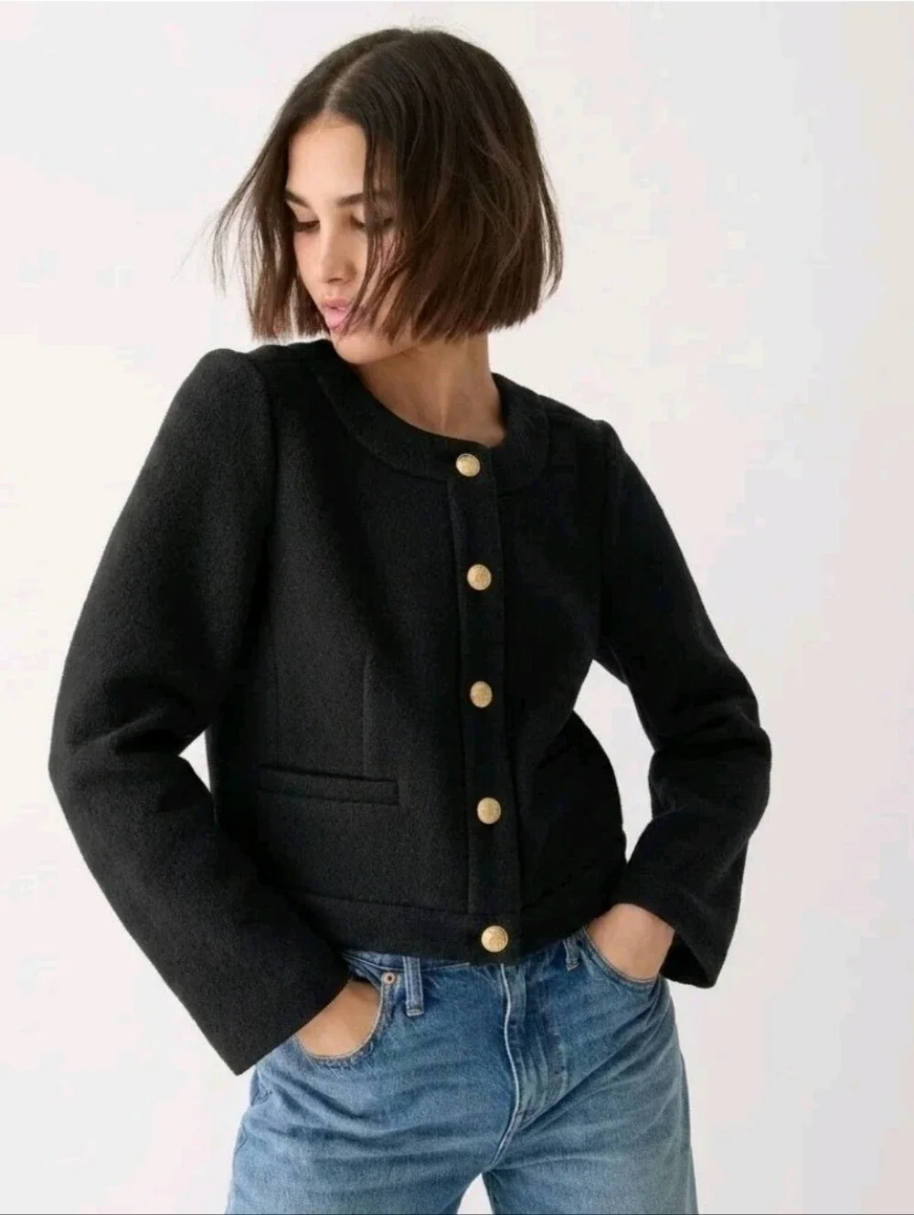 J Crew Lady Louisa Italian Boiled Wool  W/ Goldtone Buttons